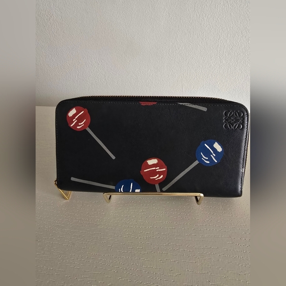 Loewe Handbags - Loewe Black Wallet with Gold Accents